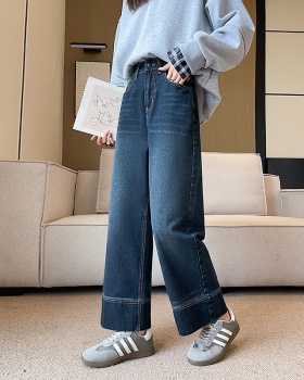 Crimping wide leg pants Korean style jeans for women