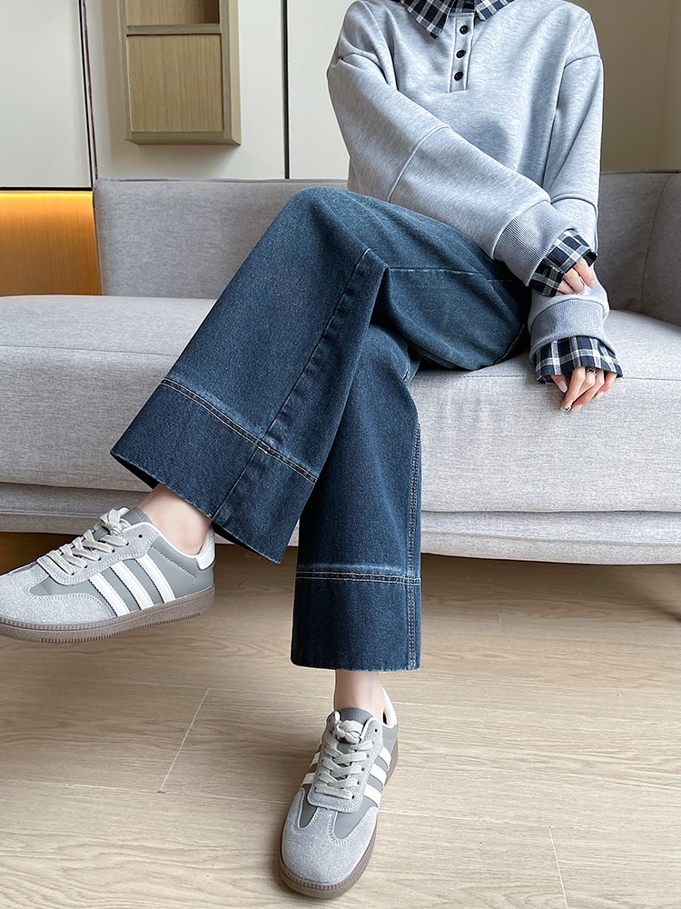 Crimping wide leg pants Korean style jeans for women