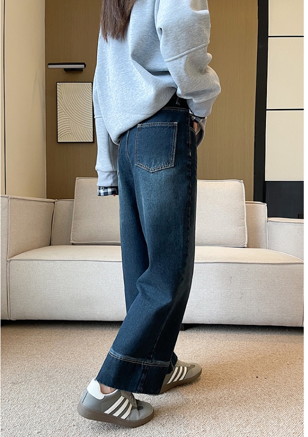 Crimping wide leg pants Korean style jeans for women