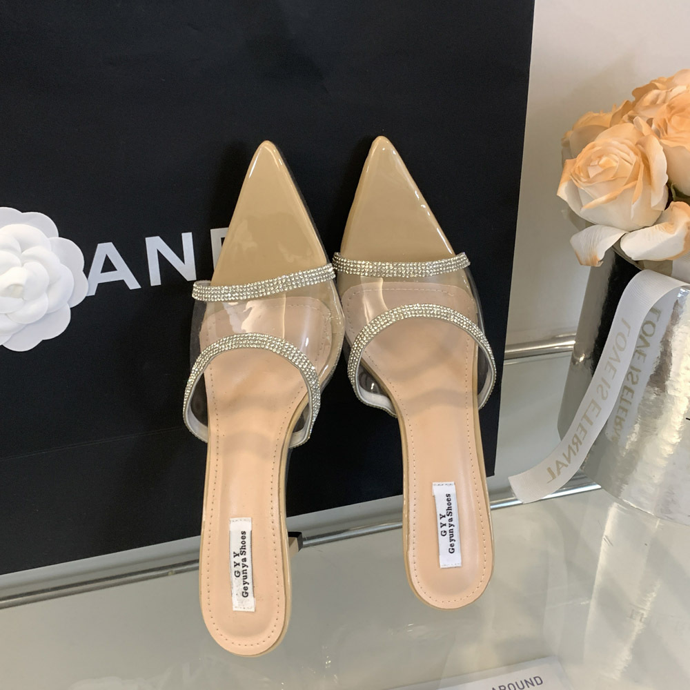 Pointed transparent slippers fashion high-heeled shoes