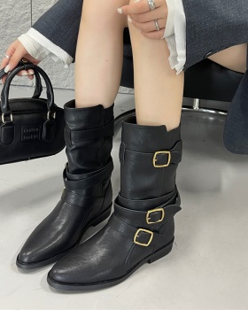 Metal hasp short boots fashion pointed martin boots