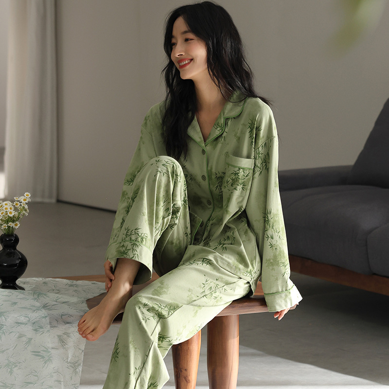 Spring and autumn pajamas 2pcs set for women