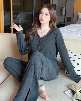 With chest pad cardigan thermal pajamas a set