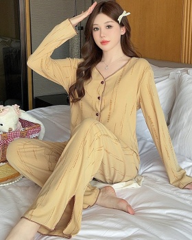 With chest pad pajamas cardigan a set for women