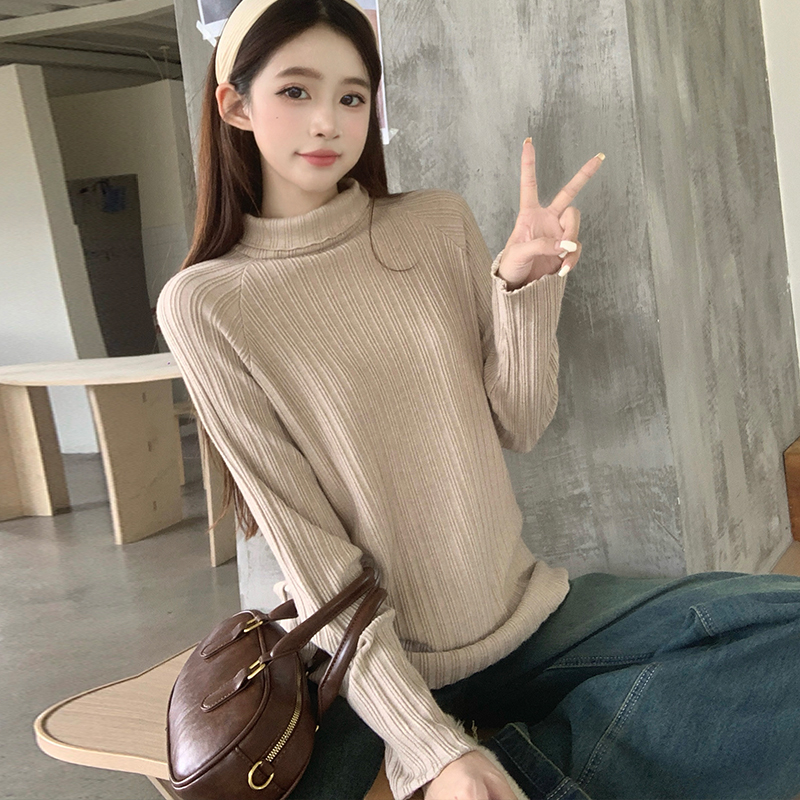 Slim high collar bottoming shirt pullover sweater