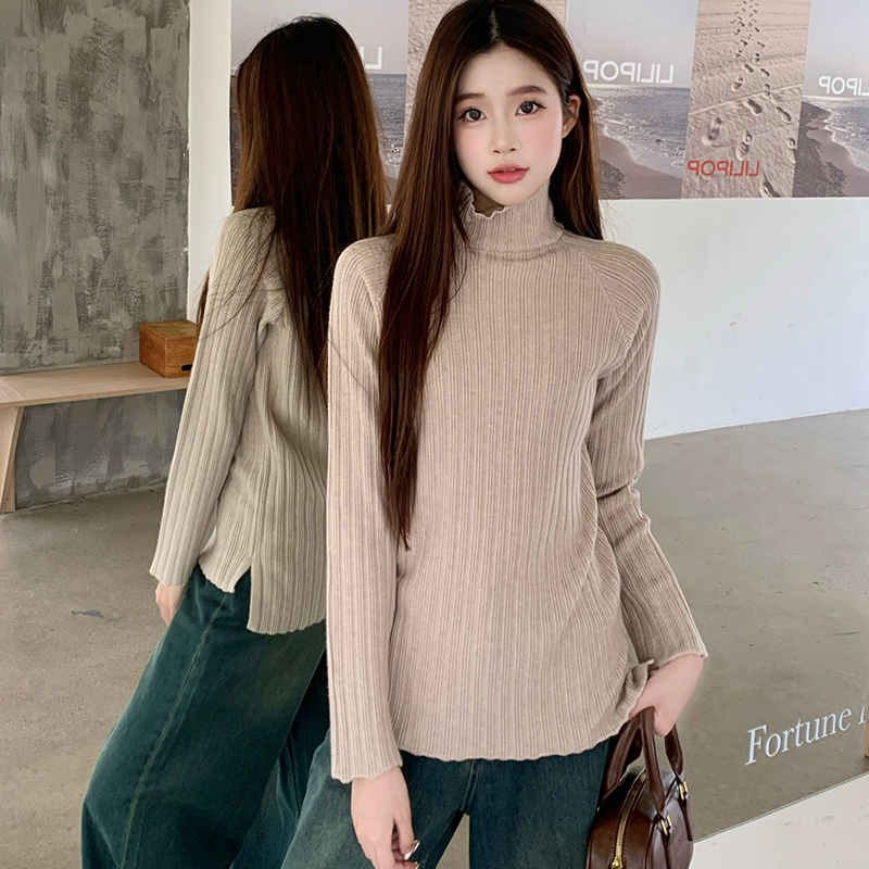 Slim high collar bottoming shirt pullover sweater