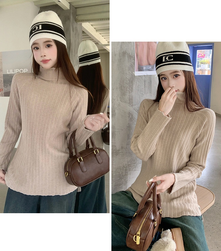 Slim high collar bottoming shirt pullover sweater