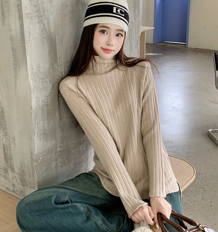 Slim high collar bottoming shirt pullover sweater