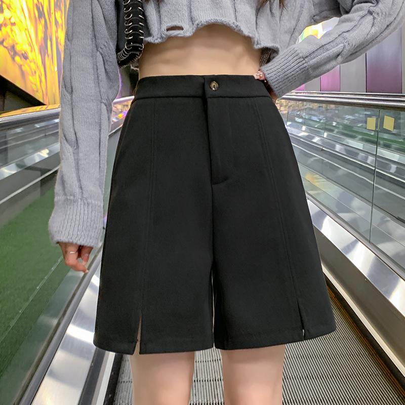 A-line split shorts straight winter casual pants for women