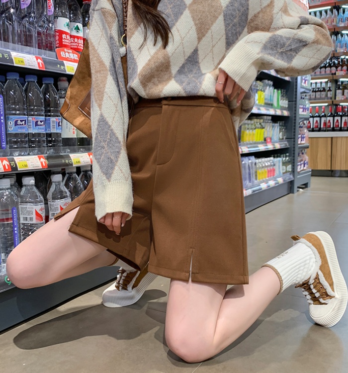 A-line split shorts straight winter casual pants for women