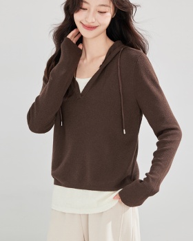 Hooded T-shirt college style sweater for women