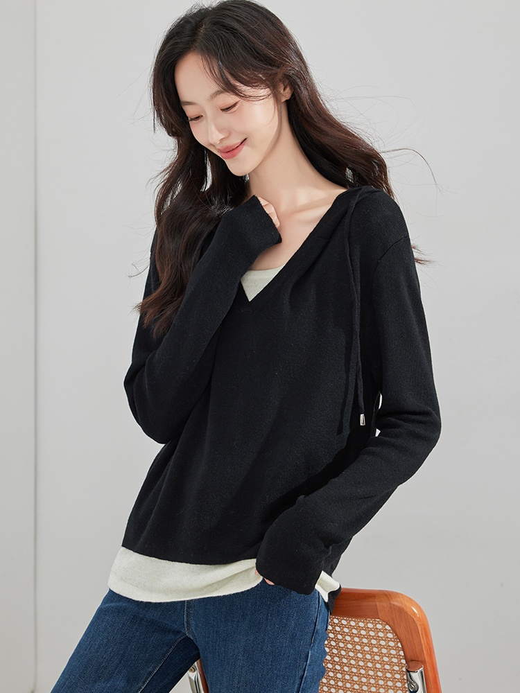 Hooded T-shirt college style sweater for women