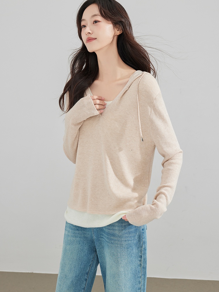 Hooded T-shirt college style sweater for women