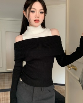 France style retro high collar sweater