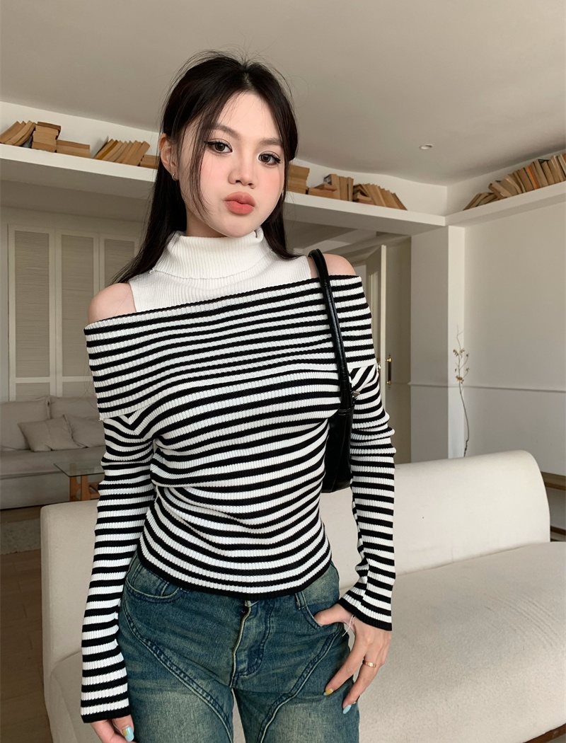 France style retro high collar sweater