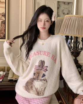 Round neck cartoon long sleeve lazy sweater