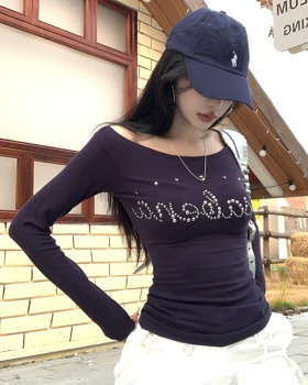 Rhinestone tops long sleeve T-shirt for women