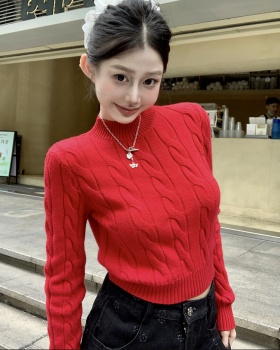 Long sleeve slim sweater twist knitted tops for women