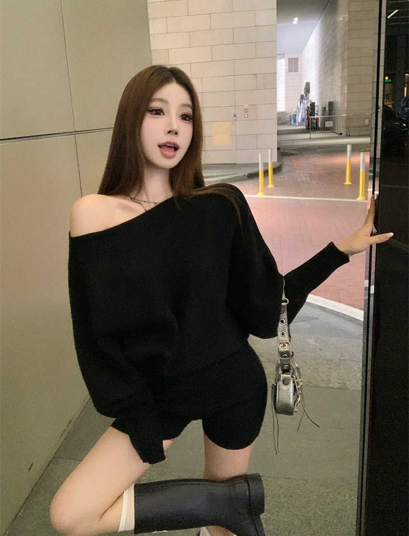 Casual loose sweater autumn and winter lazy tops a set