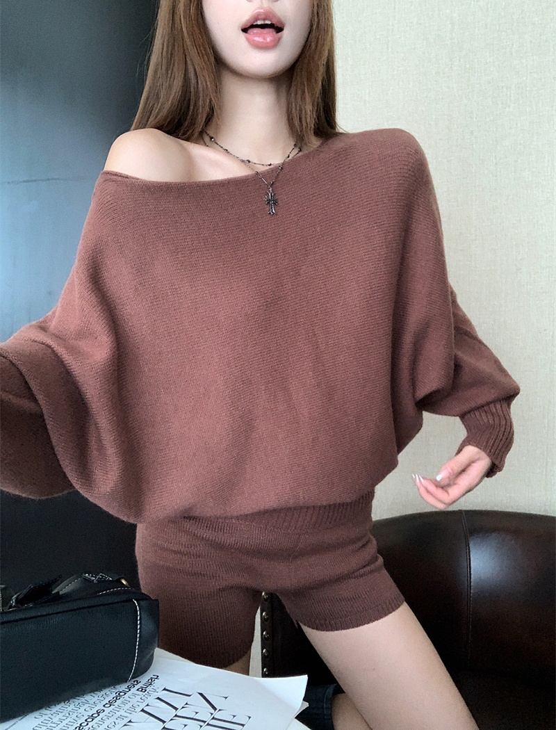 Casual loose sweater autumn and winter lazy tops a set