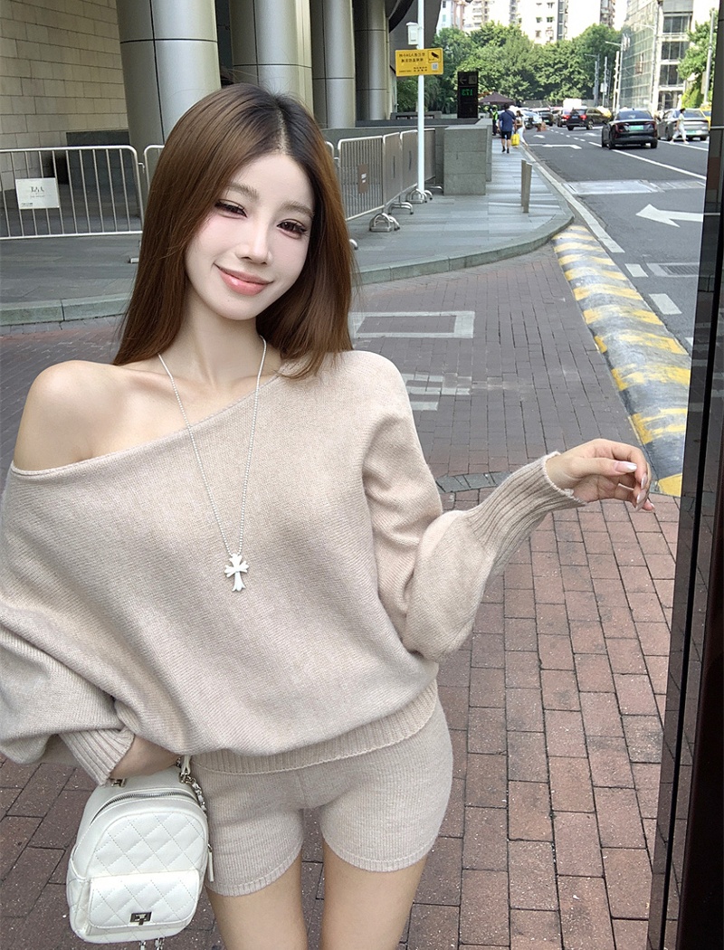 Casual loose sweater autumn and winter lazy tops a set