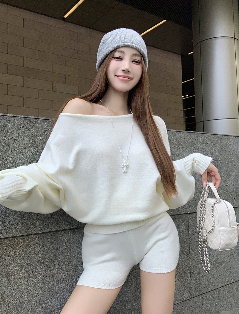 Casual loose sweater autumn and winter lazy tops a set