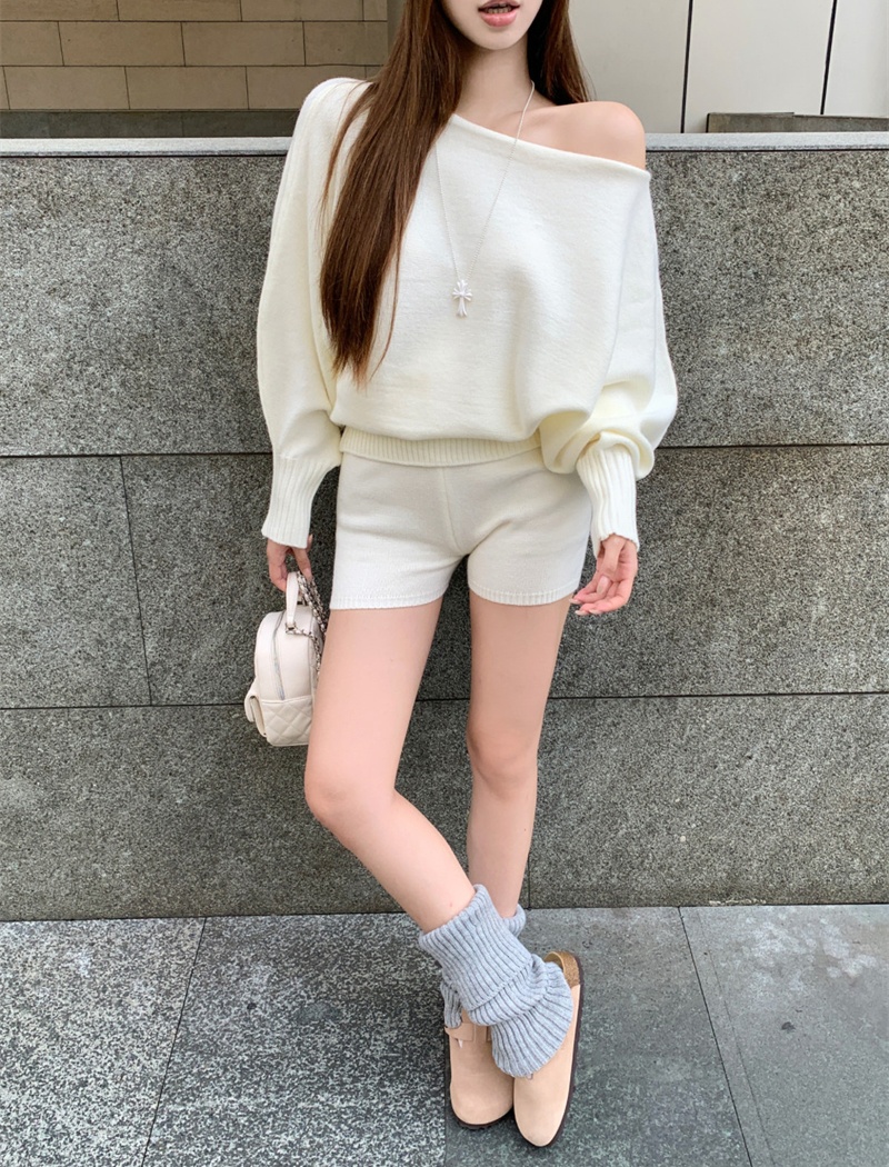 Casual loose sweater autumn and winter lazy tops a set