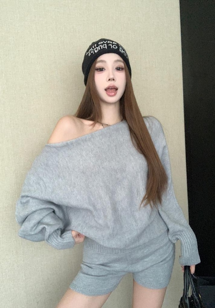 Casual loose sweater autumn and winter lazy tops a set