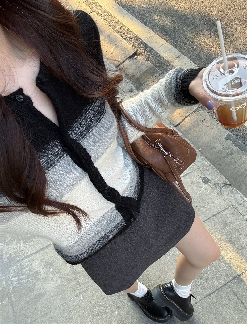 Retro mohair winter cardigan lazy long sleeve tops