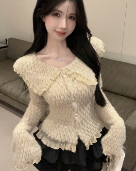 Trumpet sleeves temperament doll collar tops