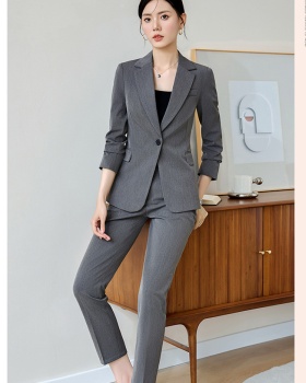 Gray business suit profession suit pants 2pcs set