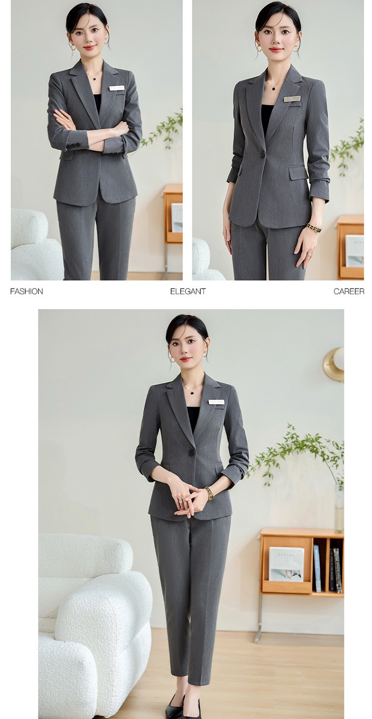 Gray business suit profession suit pants 2pcs set