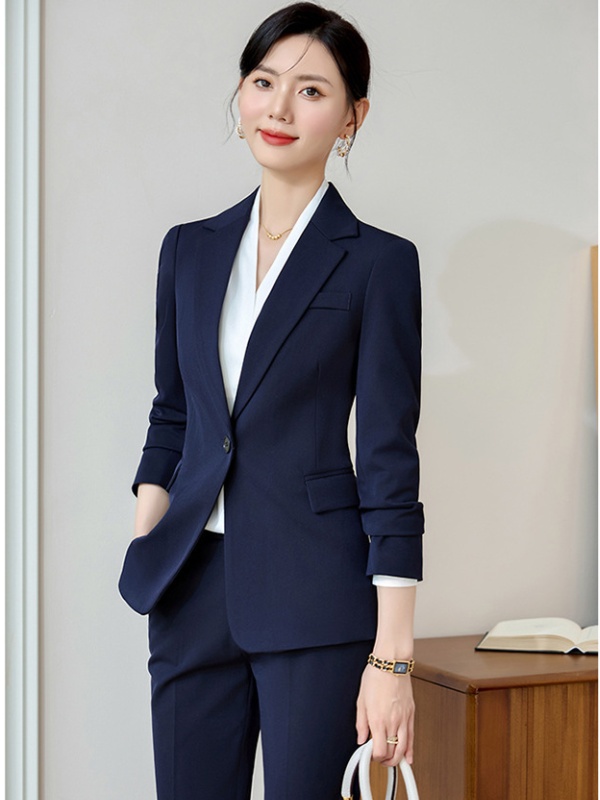 Gray business suit profession suit pants 2pcs set