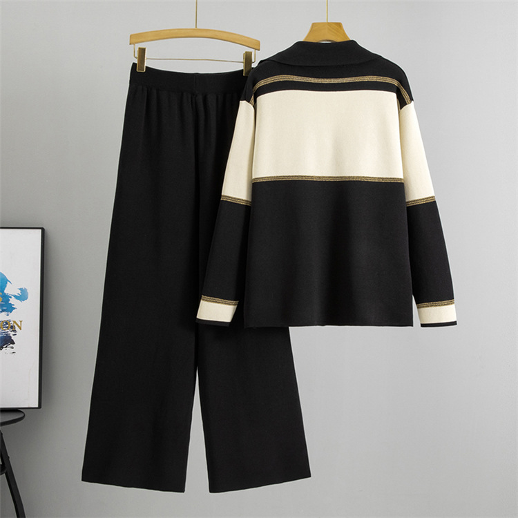 Temperament wide leg pants tops 2pcs set