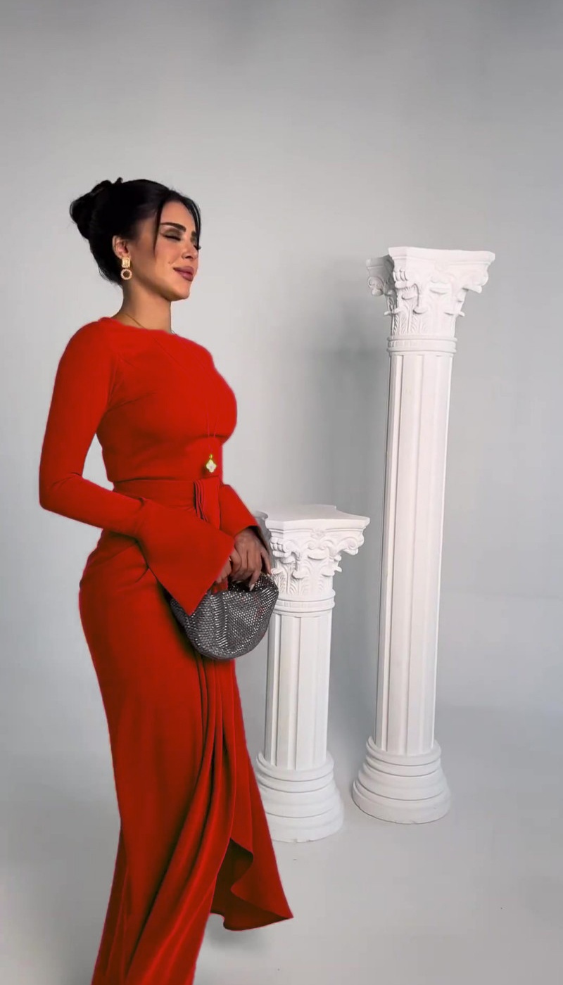 Autumn and winter slit sexy evening dress for women