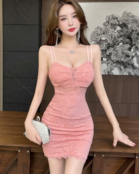 Package hip short lace sexy low-cut bottoming dress