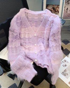 V-neck coat purple sweater for women