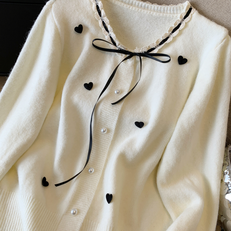 Spring France style cardigan chanelstyle heart tops