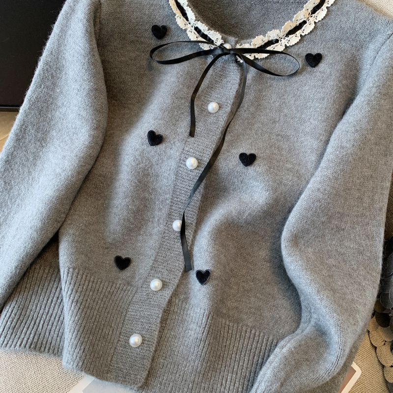 Spring France style cardigan chanelstyle heart tops