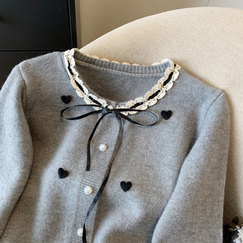 Spring France style cardigan chanelstyle heart tops