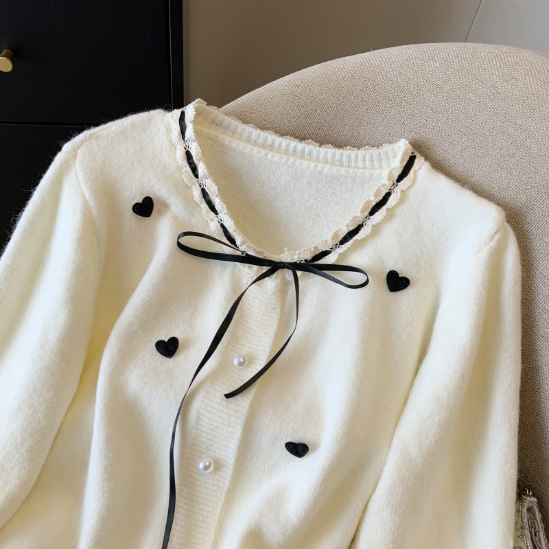 Spring France style cardigan chanelstyle heart tops