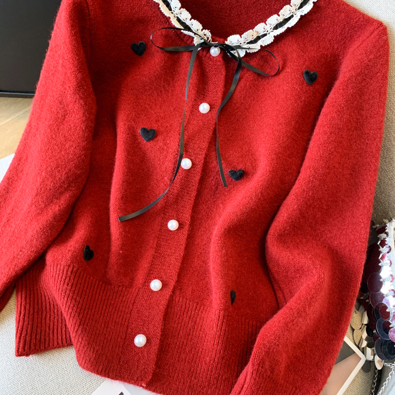 Spring France style cardigan chanelstyle heart tops