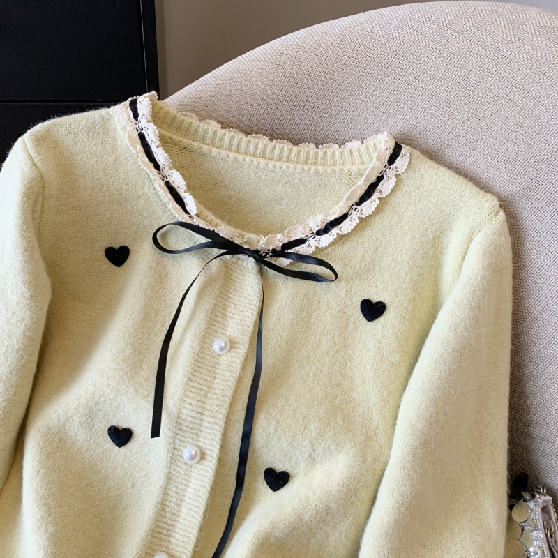 Spring France style cardigan chanelstyle heart tops