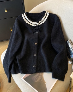 Knitted spring cardigan temperament lace tops for women