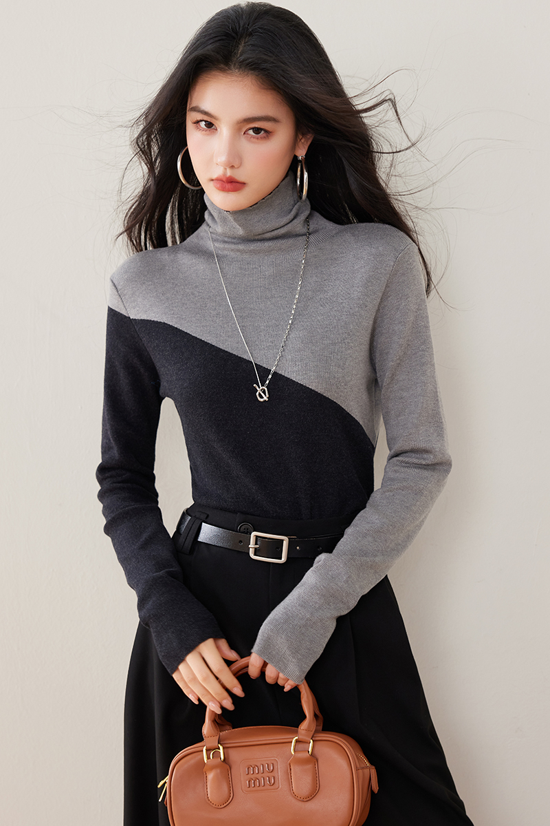 High collar sweater Western style bottoming shirt for women