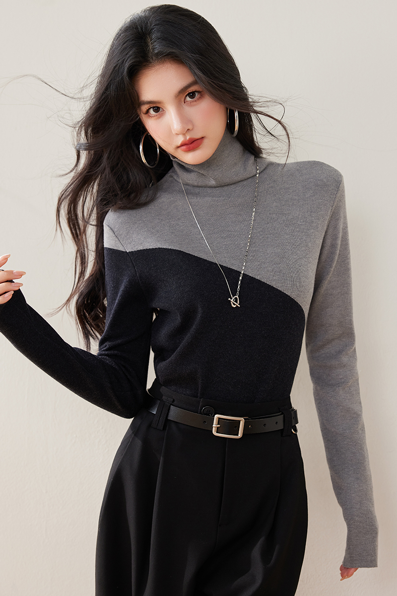 High collar sweater Western style bottoming shirt for women