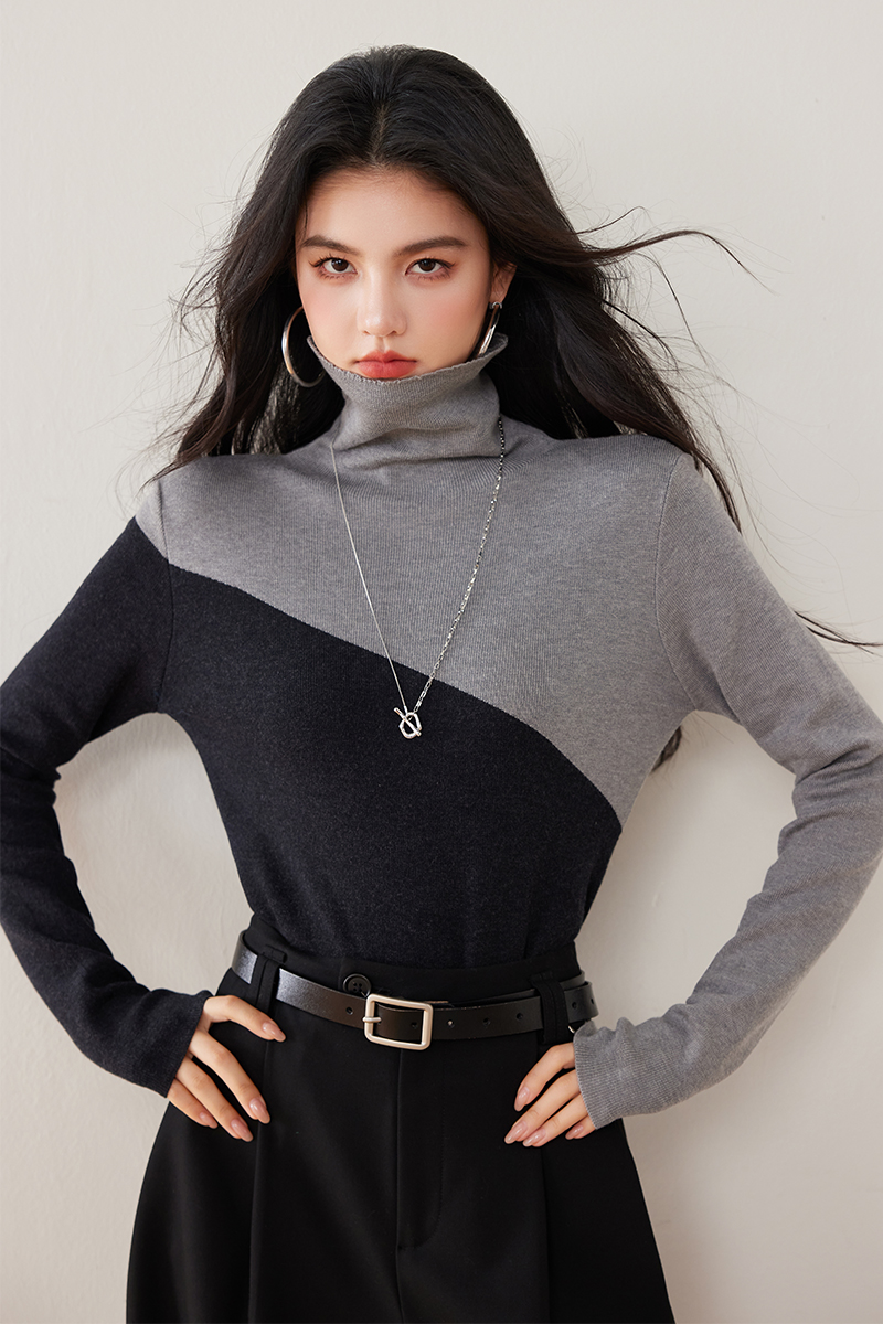 High collar sweater Western style bottoming shirt for women