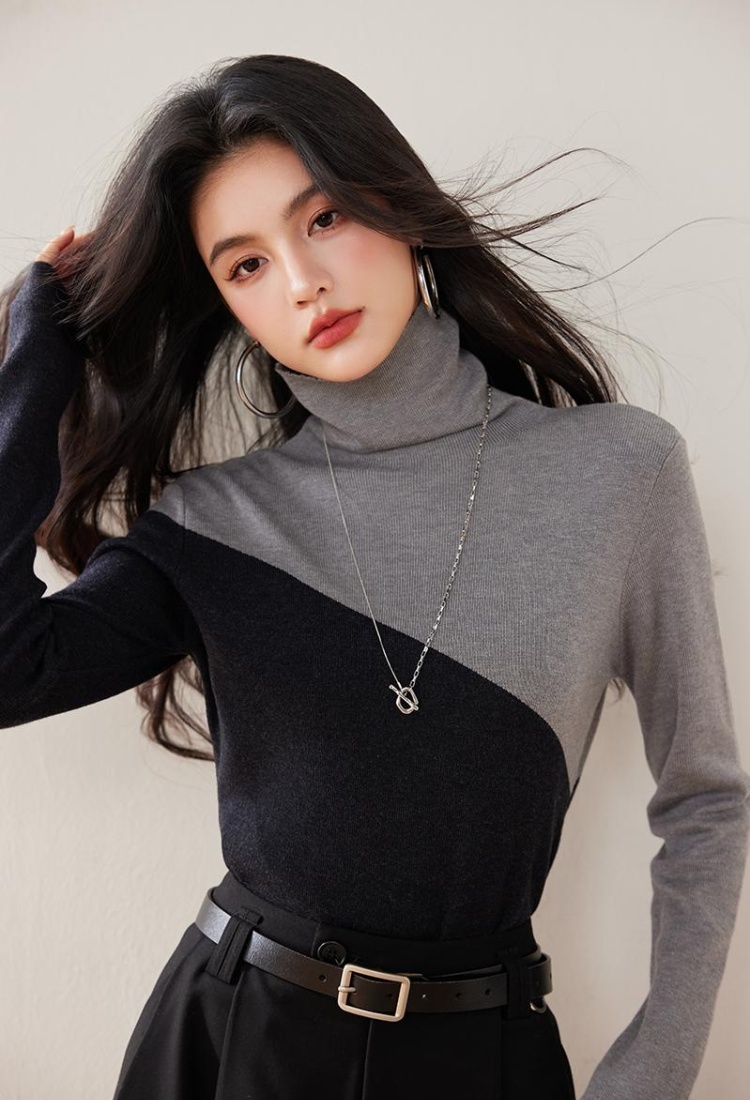 High collar sweater Western style bottoming shirt for women