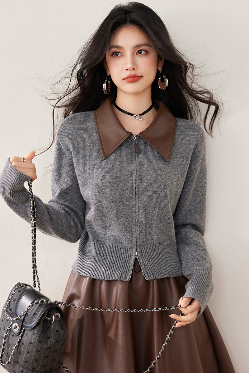 Loose cardigan splice sweater for women