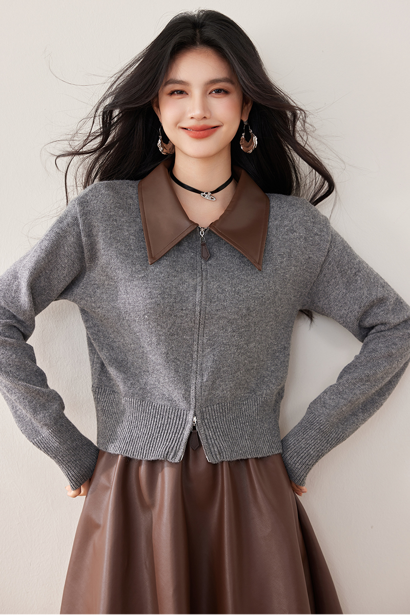 Loose cardigan splice sweater for women